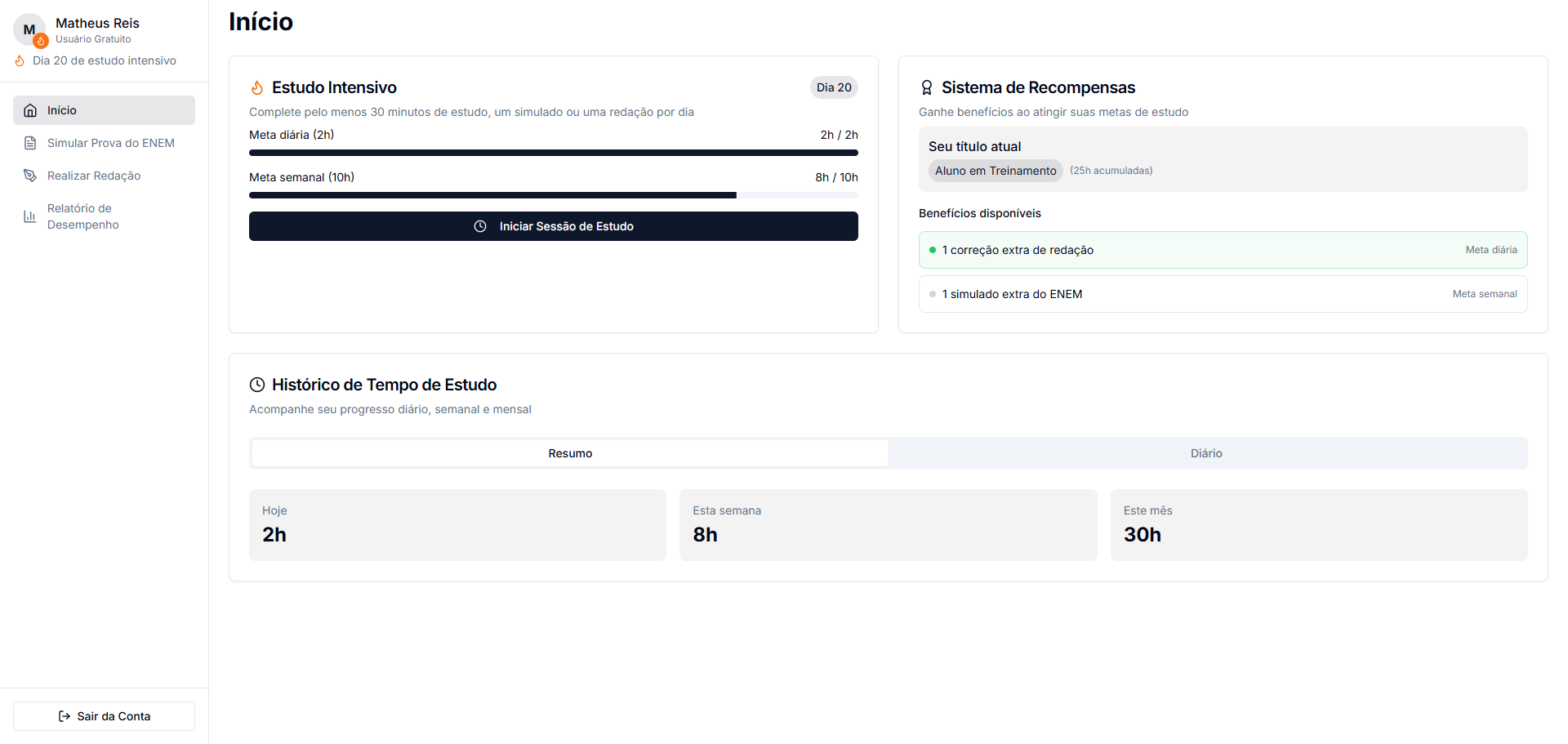 ReviseAi ENEM Study Planner